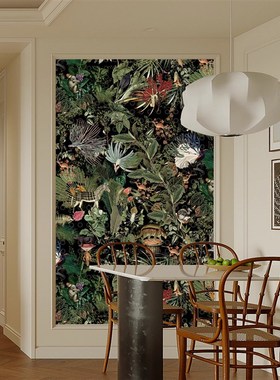 定制绿色植物热带雨林墙布客厅电视沙发南K洋风格餐厅壁纸法式墙