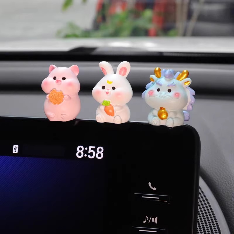 汽车装饰生肖鼠牛虎兔龙蛇马羊猴鸡狗G车载摆件显示屏摆件装饰&8