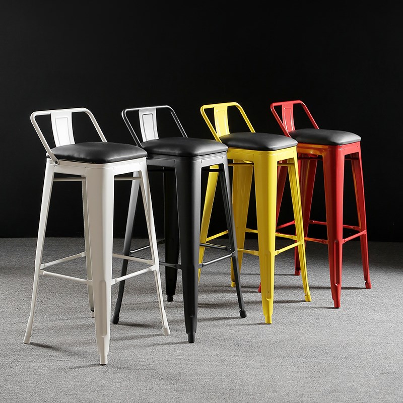 轻奢吧台椅子现代k简约靠背高脚凳铁艺吧台凳子椅子家用高脚椅吧