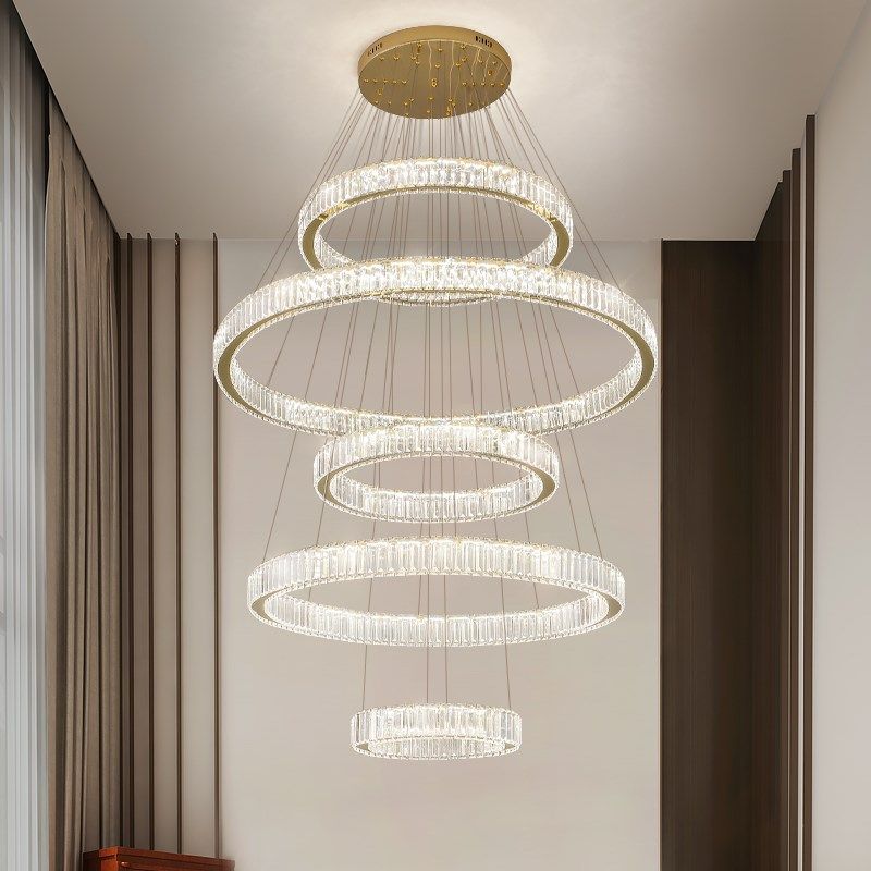 楼中楼客厅大吊灯现代简约挑u空loft楼梯灯轻奢复式楼别墅水晶吊,家装灯饰光源,客厅吊灯,淘宝优惠券,粉丝福利购,淘宝优惠卷