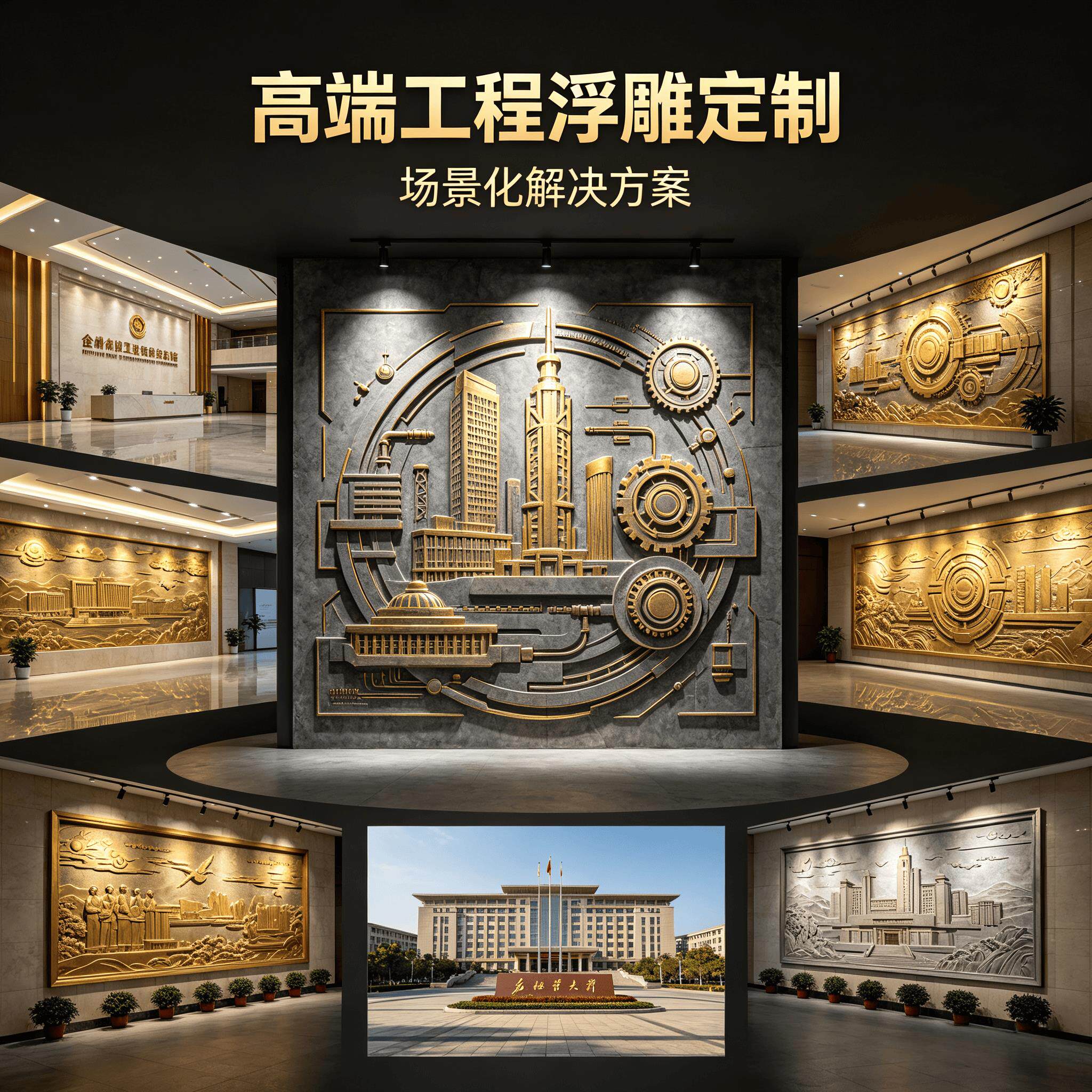 定制彷铜玻璃纤维浮雕背景墙锻铜铸铜户外壁画现代雕塑装饰摆饰