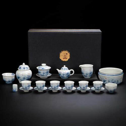 Claska Do 高档家用青花瓷茶壶茶杯整套礼盒装陶瓷功夫茶具套组