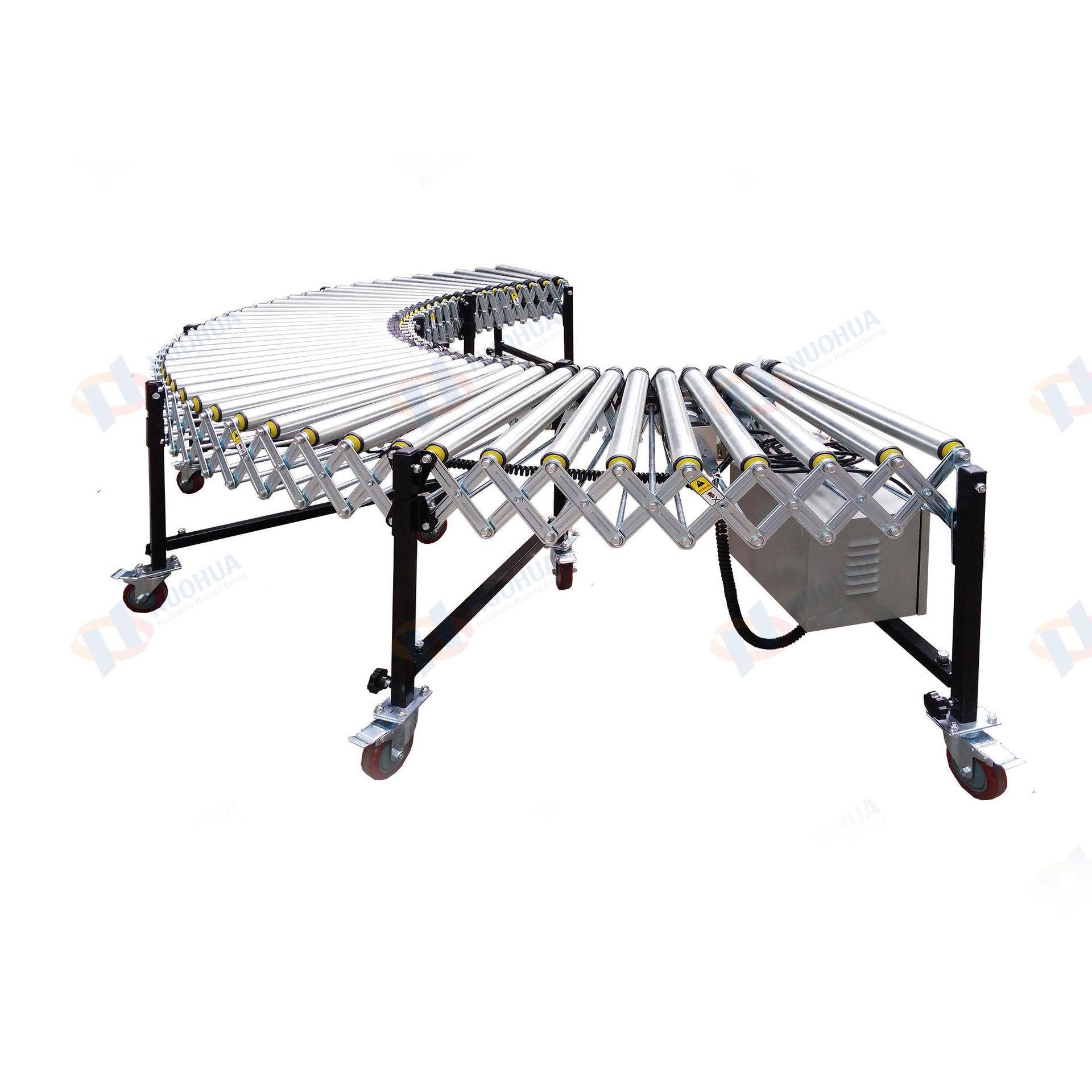 米袋动力伸缩输送线，袋装货物动力输送机，重型承载动力伸缩线