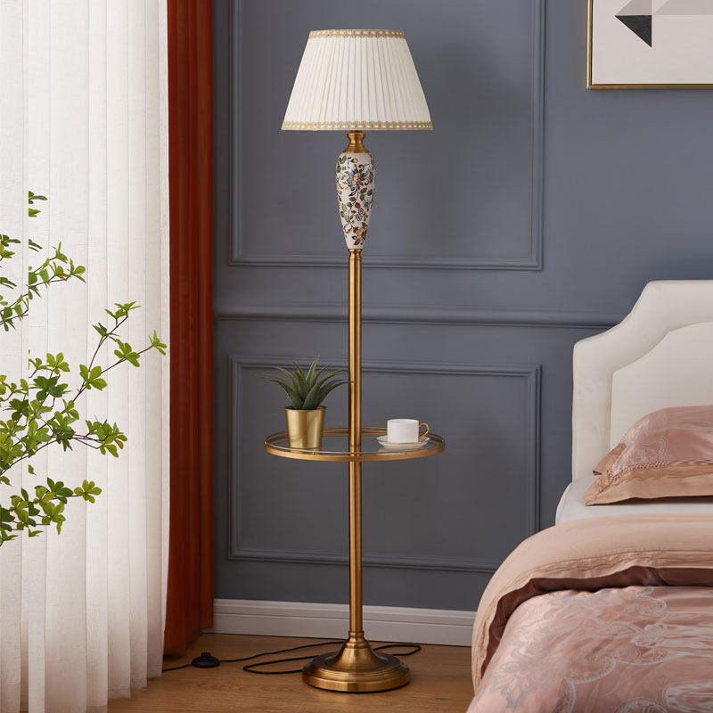 客厅落地灯简约现代卧室书房美式陶瓷置物欧式艺术床头装饰立灯