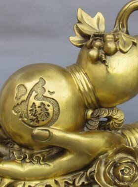 铜佛手葫芦摆件福字葫芦佛手福禄家居招财睡葫芦中式桌面工艺品