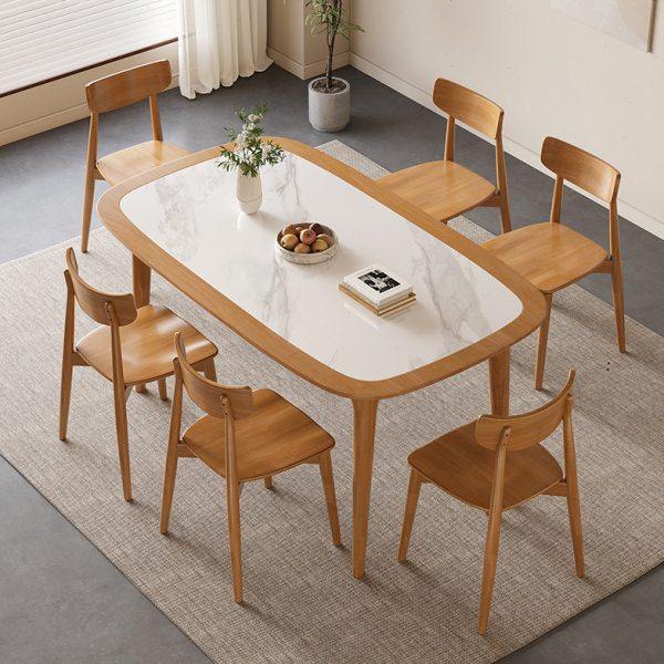 北欧马肚形实木岩板餐桌轻奢现代简约小户型家用高级感长方形饭桌,住宅家具,岩板餐桌,淘宝优惠券,粉丝福利购,淘宝优惠卷
