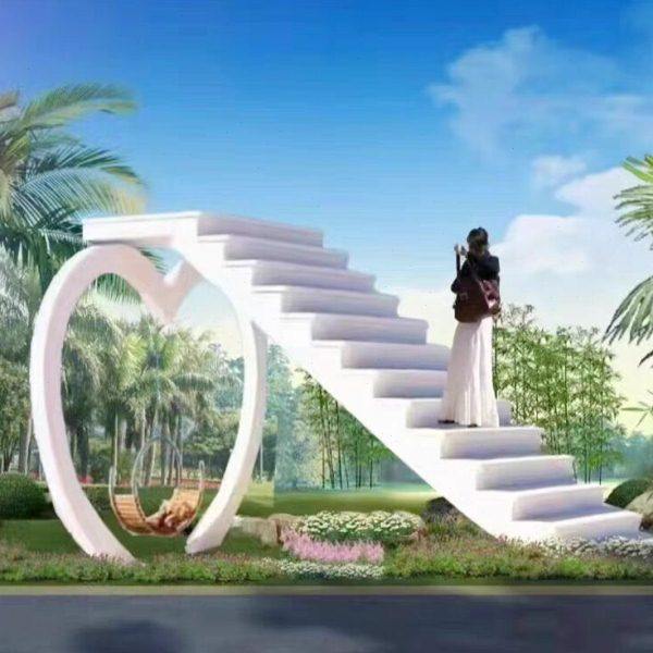 商场美陈网红打卡云梯景观景区点拍照场景道具爱心造型楼梯相框,商业/办公家具,景观道具/景观摆件/景观装置,淘宝优惠券,粉丝福利购,淘宝优惠卷