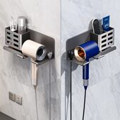 吹风机置物架免打孔卫生间收纳绕线电吹风挂架吹风筒支架浴室架子