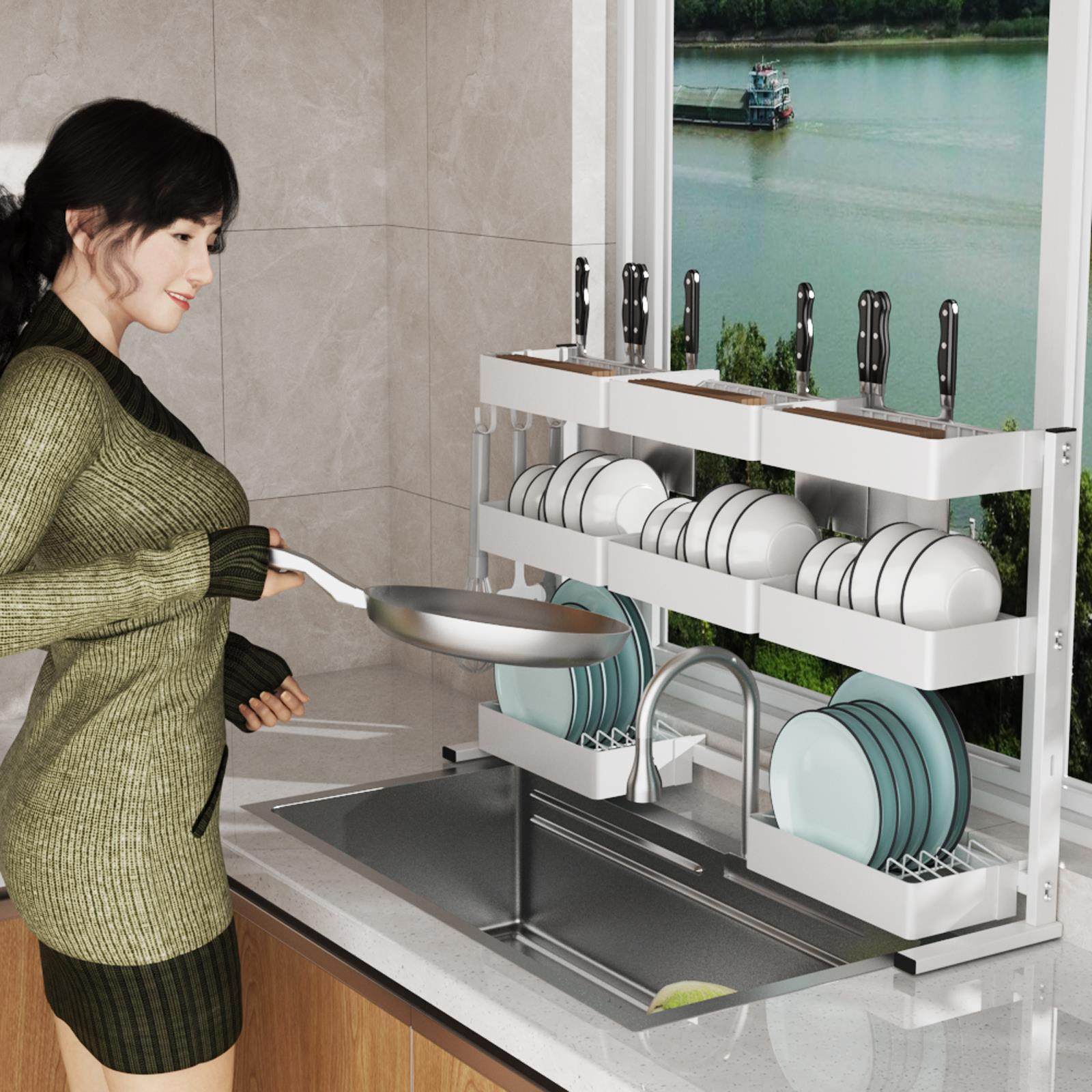 厨房置物架小型水槽置物架碗架窄款沥水架水池放碗碟架碗筷收纳