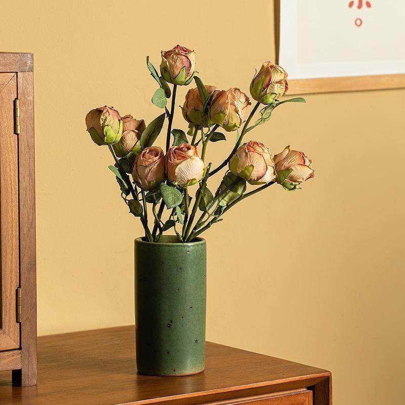 景德镇复古粗陶做旧手工陶瓷花瓶小号水培鲜花诧寂风民宿花器笔筒