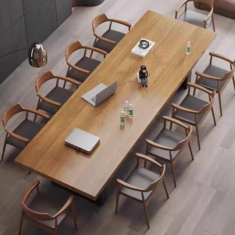实木会议桌长桌现代简约原木大板桌工作台办公室洽谈桌商用长方形