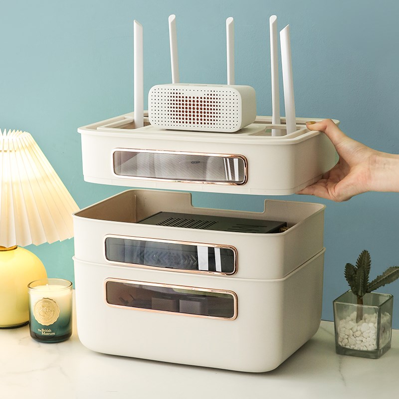 wifi路由器收纳盒电视机机顶盒置物架插座电线整理盒子无线放光猫