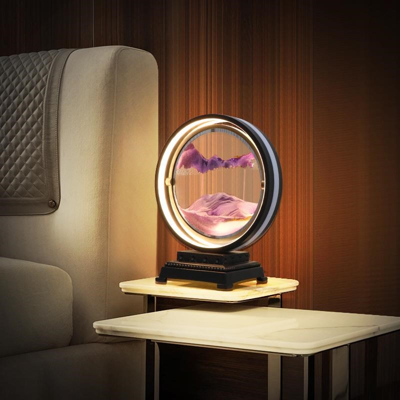 流沙画创意轻奢摆件沙漏台灯客厅酒柜F电视柜办公室桌面家居装饰