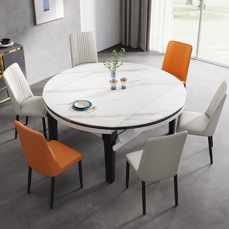 意式实木岩板餐桌轻奢现代简约家用小户型伸缩桌子椅组合方圆饭桌,住宅家具,岩板餐桌,淘宝优惠券,粉丝福利购,淘宝优惠卷