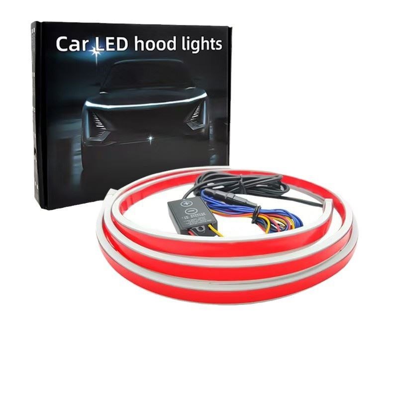 汽车动态双色贯穿式日行灯扫描中网灯改装led灯条机盖氛围灯装饰