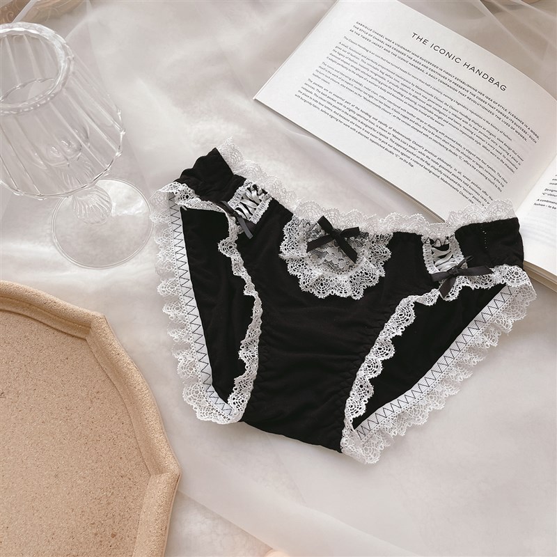 JK少女~黑色洛丽塔性感内裤丝带短裤女生纯欲蝴蝶结女三角裤情趣