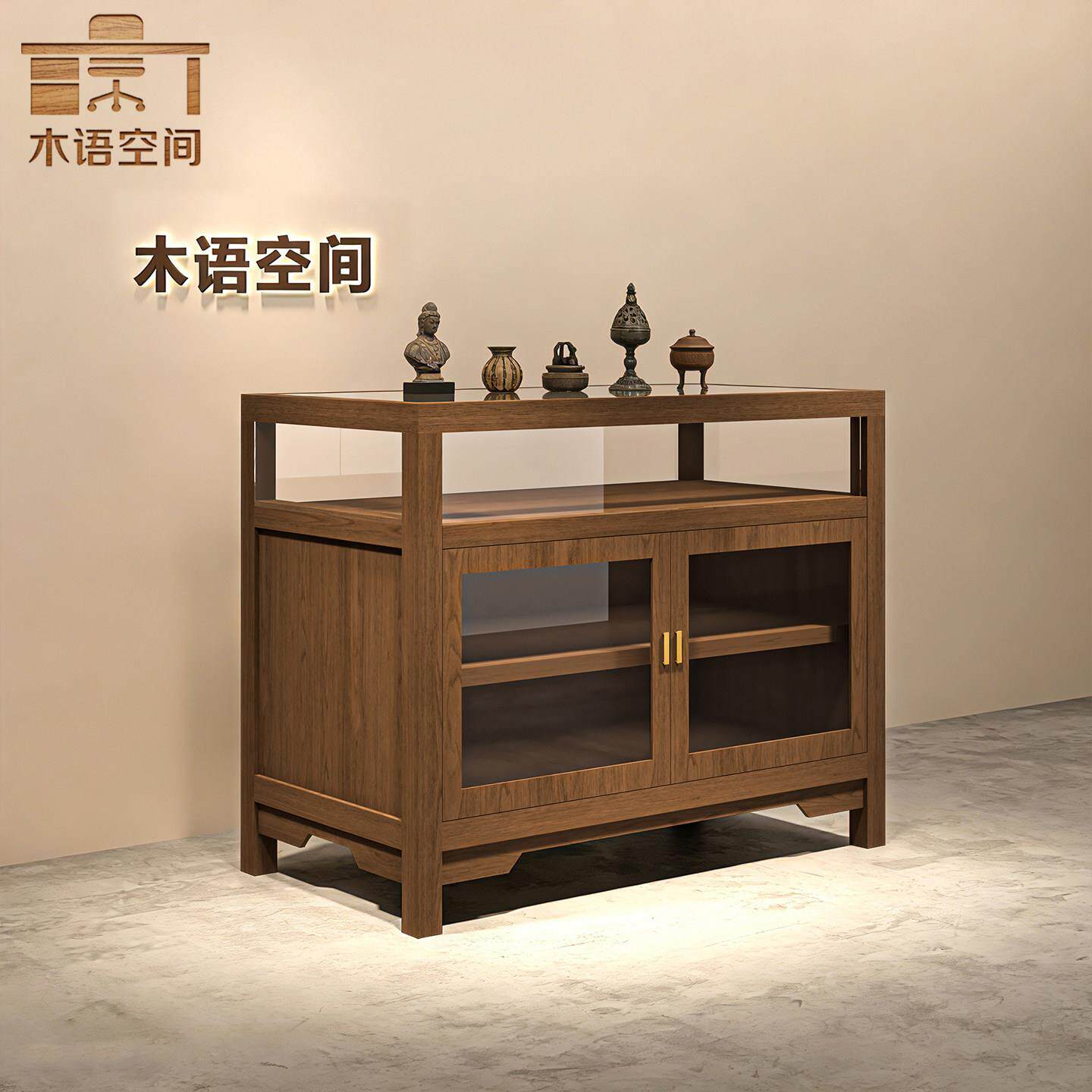 时尚中古柜收纳柜玻璃展柜饰品店银饰店靠墙多功能网红拍照展示柜