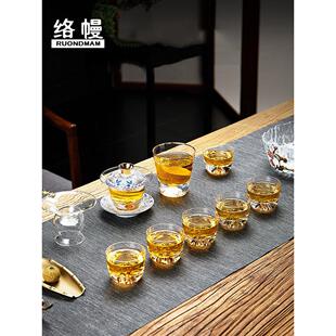 罗梅功夫茶具玻璃瓷彩碗家用泡茶工具茶杯礼盒套装