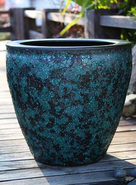 干燥花花束插花盆景德镇金鱼缸加高荷花缸画卷收纳盆观背古法养鱼