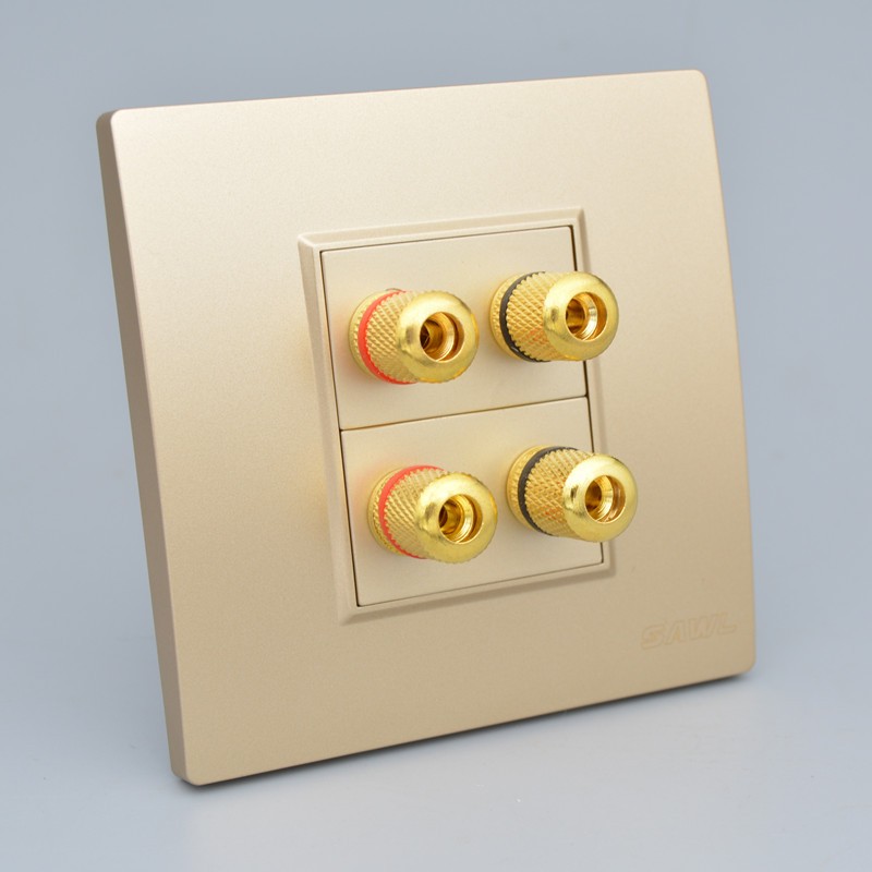 86型二位音箱喇叭四头音响插座香蕉头接线柱音响线墙壁多媒体面板