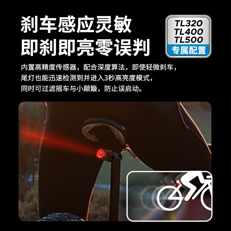 迈金优选GEOID TL系列自行车尾灯山地公路车夜骑灯智能感应骑行灯