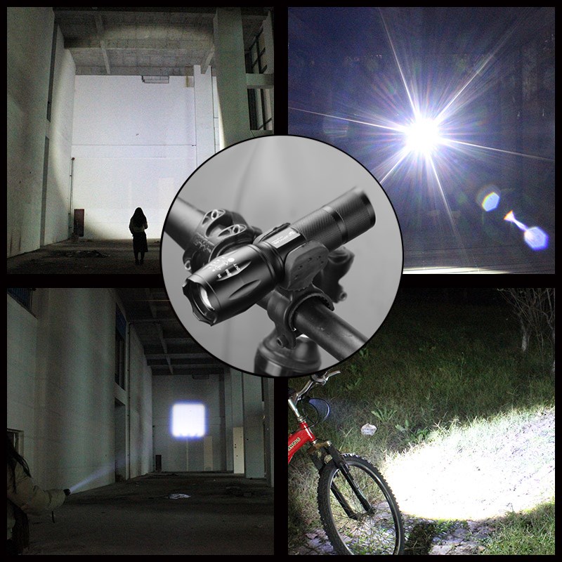 USB自行车灯迷你车前灯T6充电强光手电筒骑行装备夜骑山地车配件