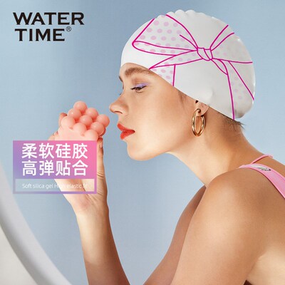 WaterTime/水川泳帽女成人防水不勒头长发大号日系游泳帽