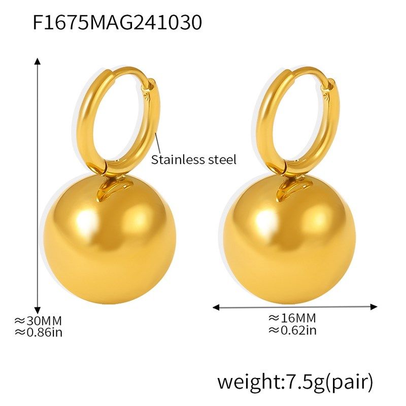 谜丽ins油画糖果色空心钢珠耳环不锈钢PVD电镀气质时尚感耳扣耳饰