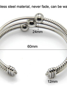 欧美外贸饰品 时尚不锈钢手镯 钛钢三颗钢珠手镯