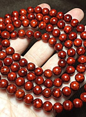 印度小叶紫檀0.8x108颗  水波荧光珠佛珠手串手链念珠 玻璃底钢珠