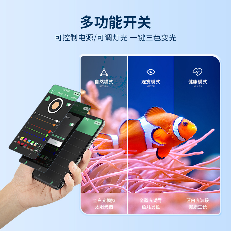 海缸灯海水鱼缸灯水草小丑鱼珊瑚可调焦蓝白X补光造景夹灯
