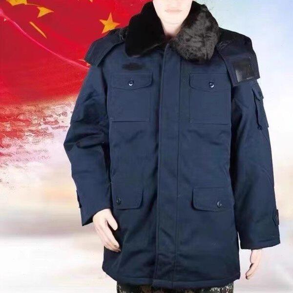 藏青大衣男冬季作训东北防寒棉大衣加厚保暖毛领拆卸抗静电军大衣