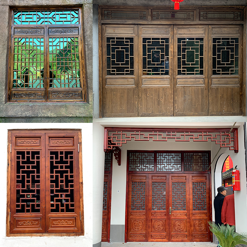 东阳木雕仿古门窗实木花格中式木格栅屏风隔断镂空花窗Z木窗户玄