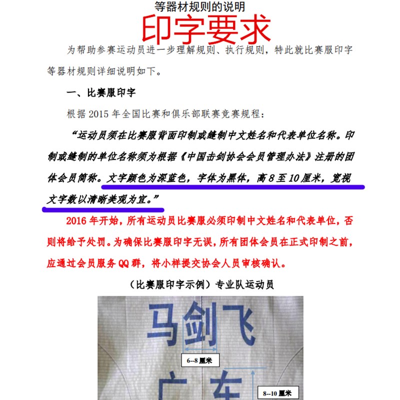 击剑普通/lsa花剑佩剑金属衣印字布M 背布贴剑协标准字体