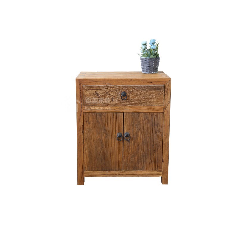 实木床头柜老榆木简约矮柜靠墙柜小型储物柜新T中式收纳置物柜