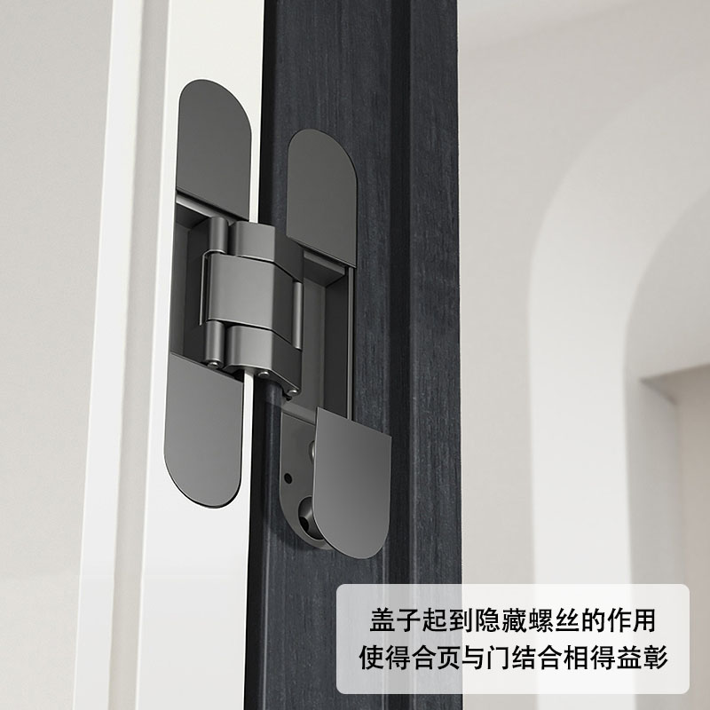 暗藏三维可调十字合页隐形门合页暗门铰链木门外开180度合页黑色