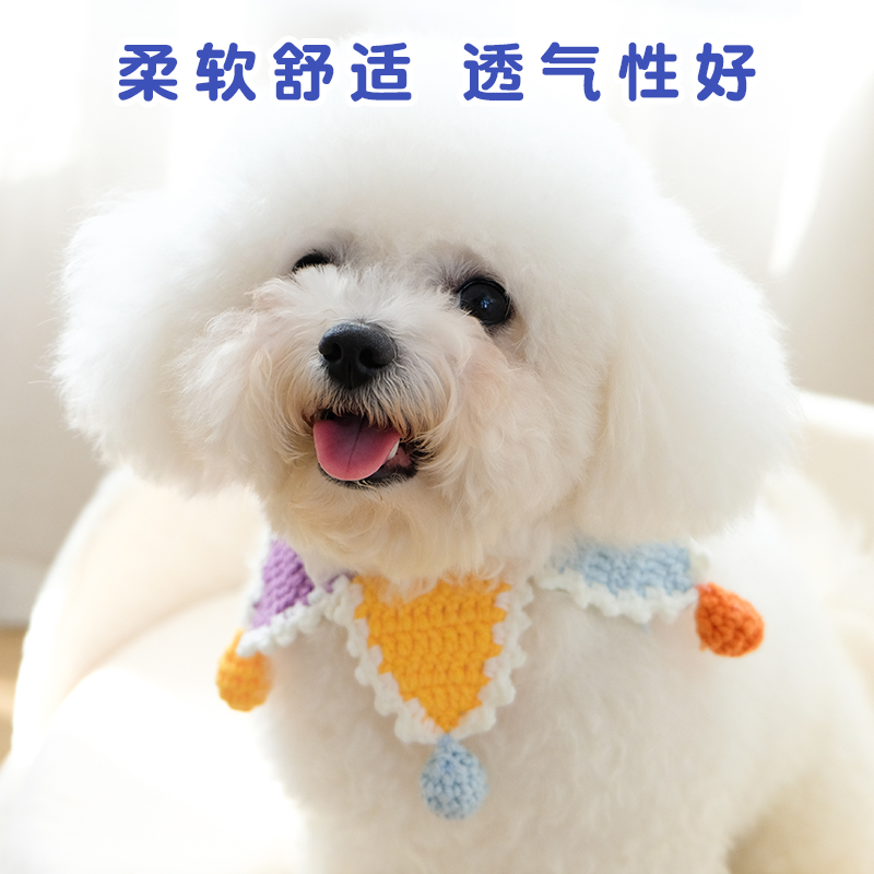 猫咪项圈手工针织圣诞围巾小奶猫狗狗可爱新年装扮宠物口水巾围脖