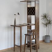 黑胡桃木实木红酒架子新中式 酒吧高脚窄桌椅轻奢玄关隔断吧台简约