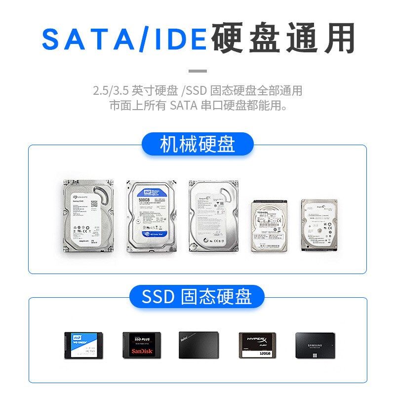 电脑SSD机械固态移动硬盘盒子SATA外接读取器IDE数据线3.5寸跨境