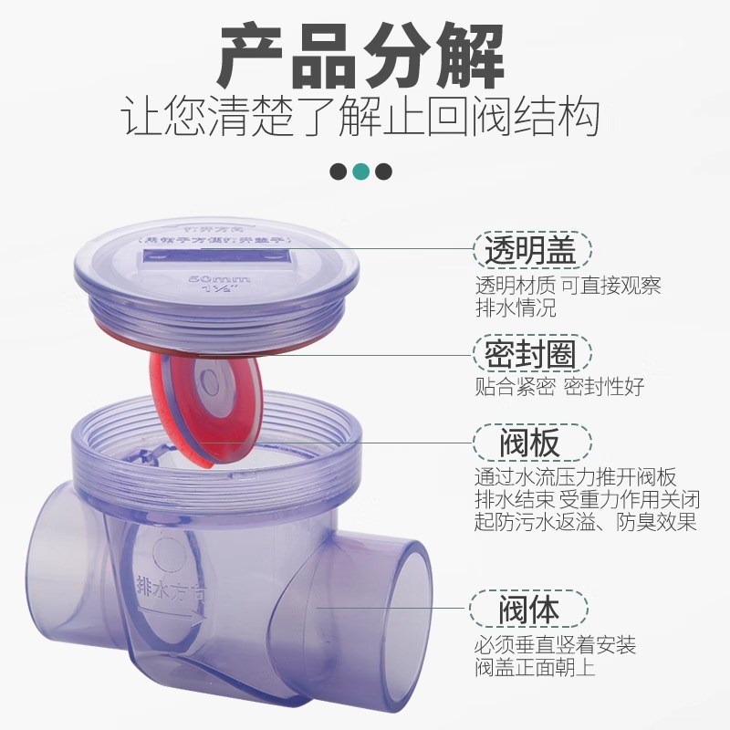 50/110管道止逆阀厨房卫生间厕所马桶下水管防臭专用防反水止回阀