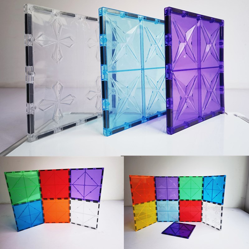 超大15厘米彩窗大正方形磁力片益智拼搭建构片补充散片磁铁玩具