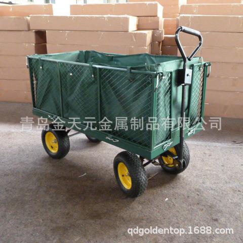 小型翻斗花园户外工具车带布兜加高档花园网车四轮便捷手拉车