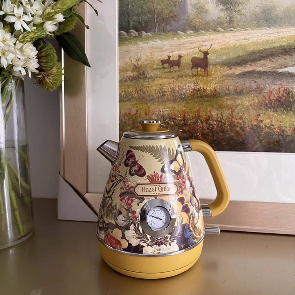 电热水壶温显复古防干烧家用壶大容量高颜值304不锈钢烧水壶