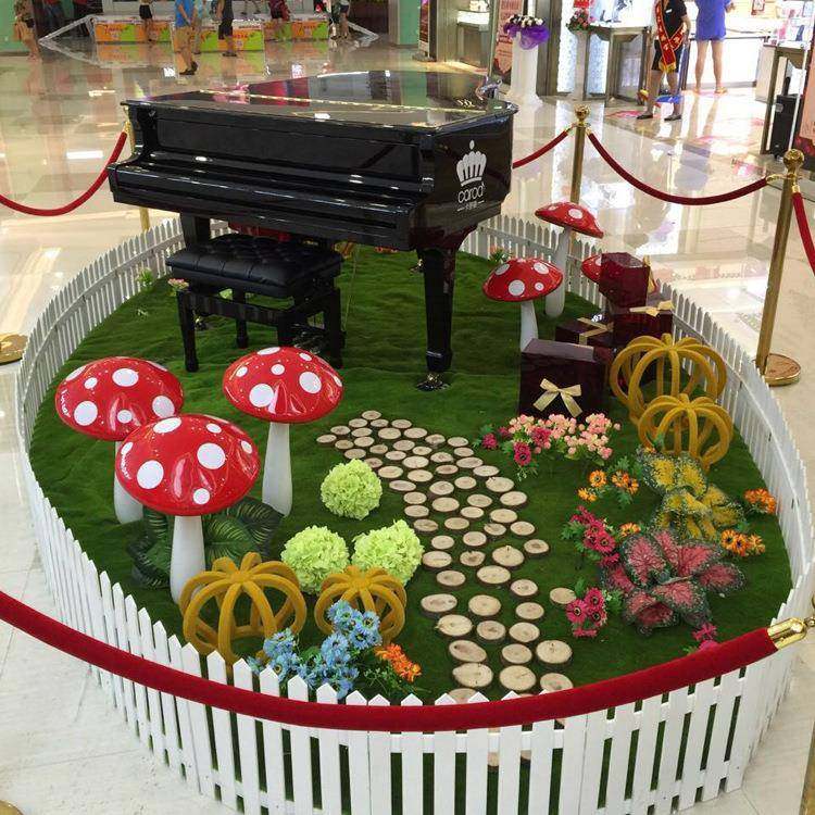 商场DP点创意玻璃钢蘑菇雕塑装饰道具主题园林景观植物装饰