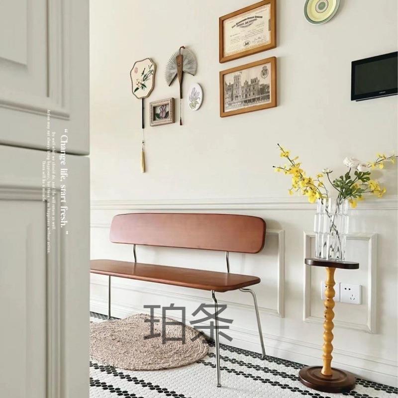 北欧家用客厅餐桌椅床头实木创意沙发凳长茶几复古长椅置物架换鎏