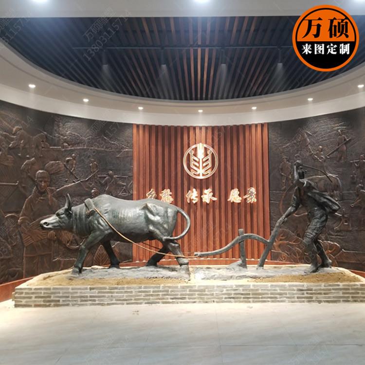 玻璃钢室内场景博物馆雕塑仿铜浮雕仿铜民俗农耕人物雕塑小品装饰