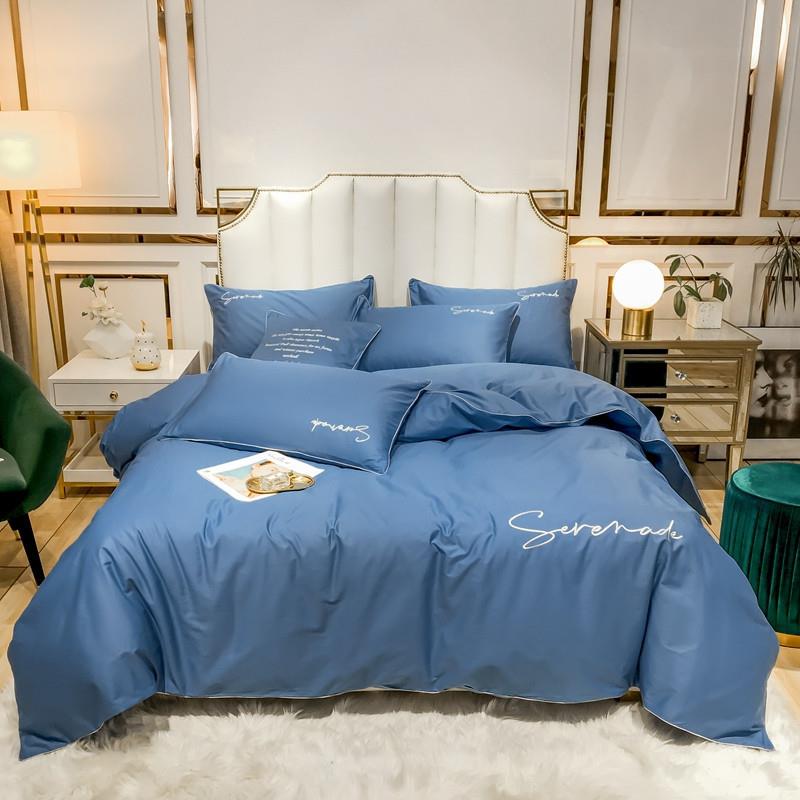 刺绣全棉60支长绒棉四件套欧式裸睡纯棉床单被套床笠民宿床上用品