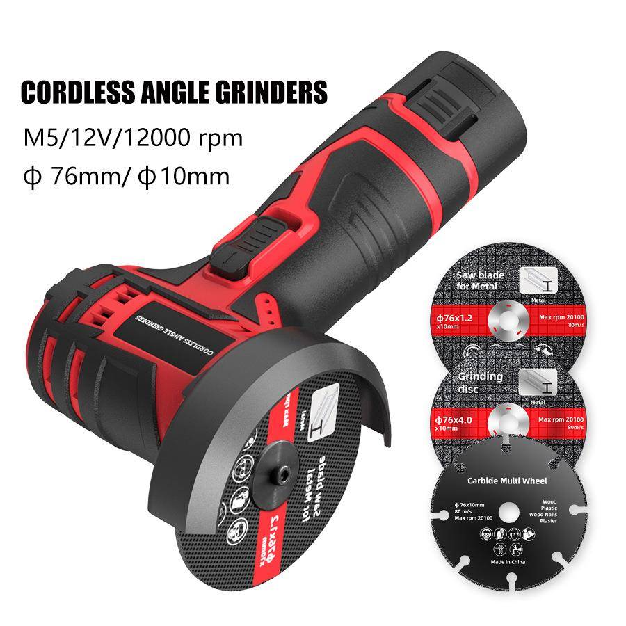 12V充电式迷你角磨机3寸家用手持抛光机切割机外贸