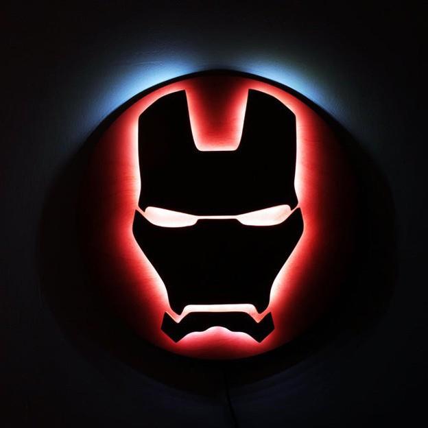IronManlamp创意钢铁侠LED夜灯壁灯家饰灯超级英雄标志灯遥控