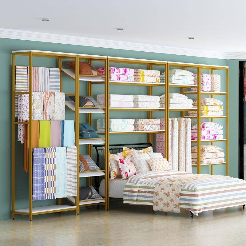 家纺店货架展示架布料床上用品展示柜四件套被子被芯枕芯置物架子